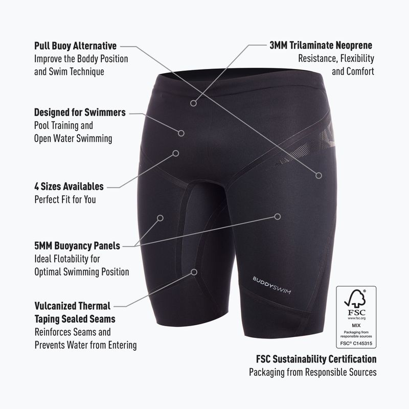 BuddySwim Floating Trilaminate Warmth neoprene shorts 5/3 mm black 2