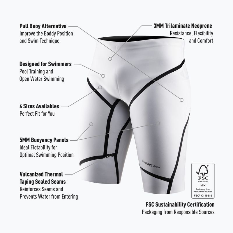 Neoprene shorts BuddySwim Floating Trilaminate Warmth 5/3 mm white 3