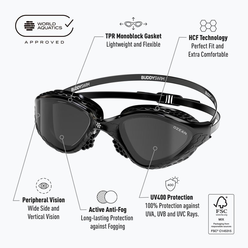 Swim goggles BuddySwim Ozean black / smoke 5