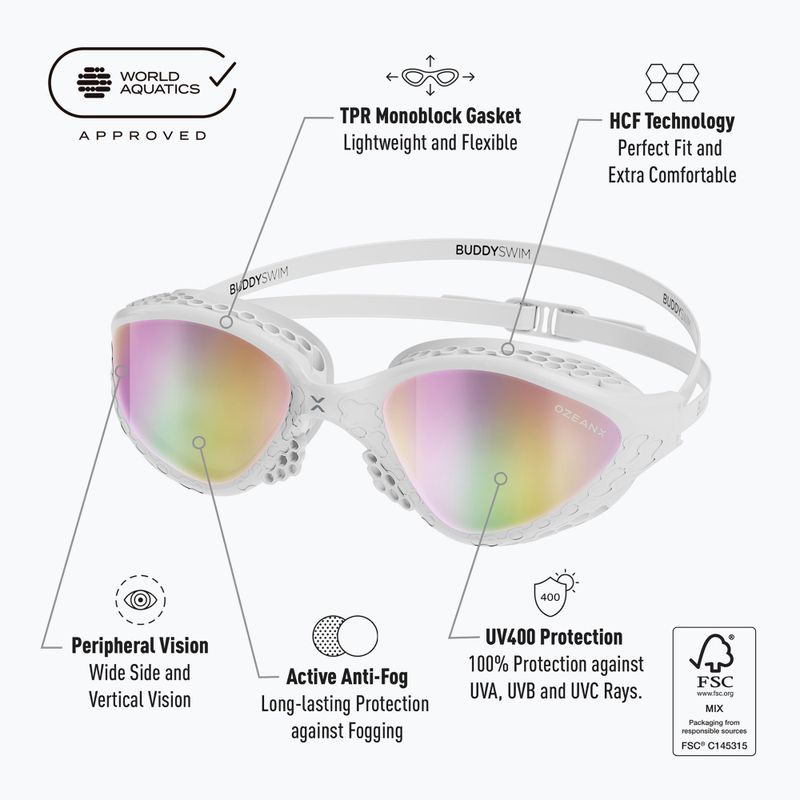 Swim goggles BuddySwim OzeanX Mirror white / iridium 4
