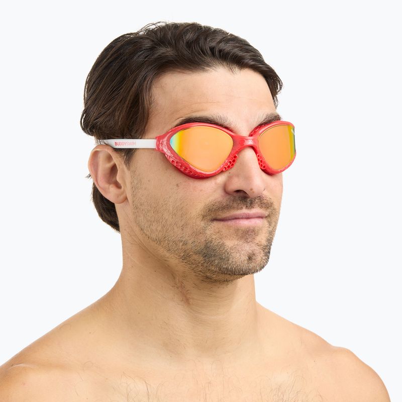 Swim goggles BuddySwim OzeanX Mirror red/white/ orange 4