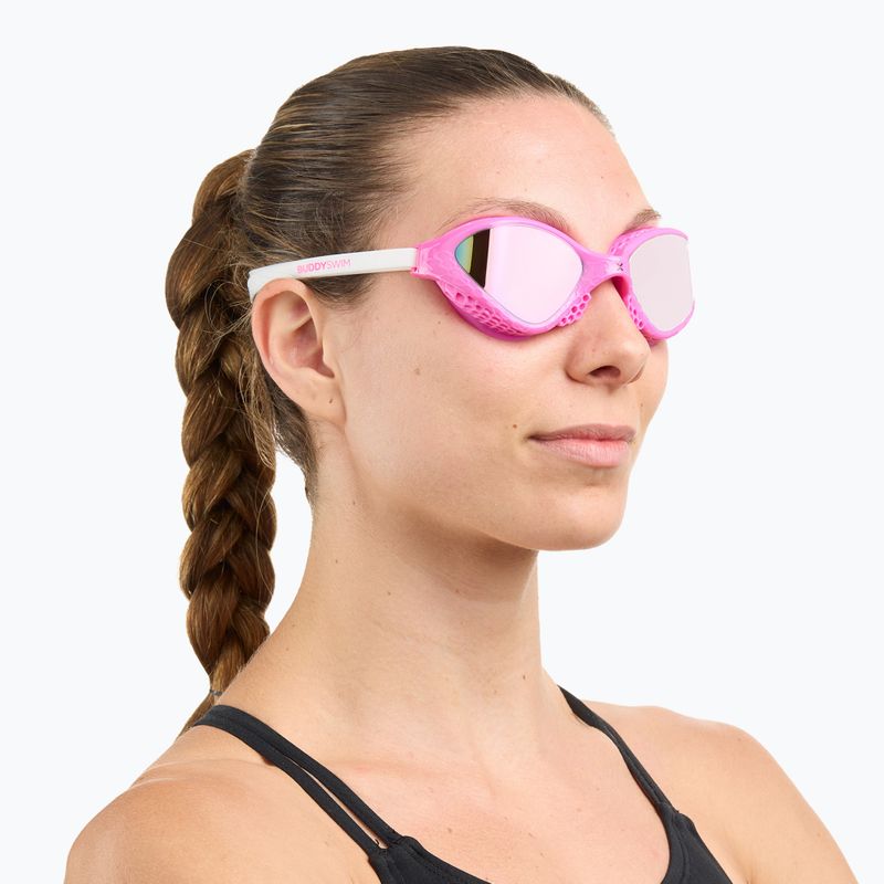 Swimming goggles BuddySwim OzeanX Mirror pink/white/iridium 3