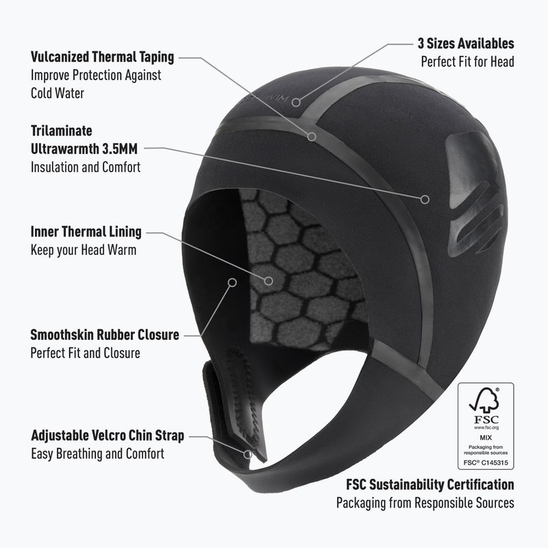 Neoprene cap BuddySwim Ultra Warmth 3.5 mm black 3