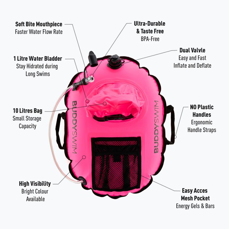 Safety buoy Buddyswim Hydrastation Pro 10 l pink 4