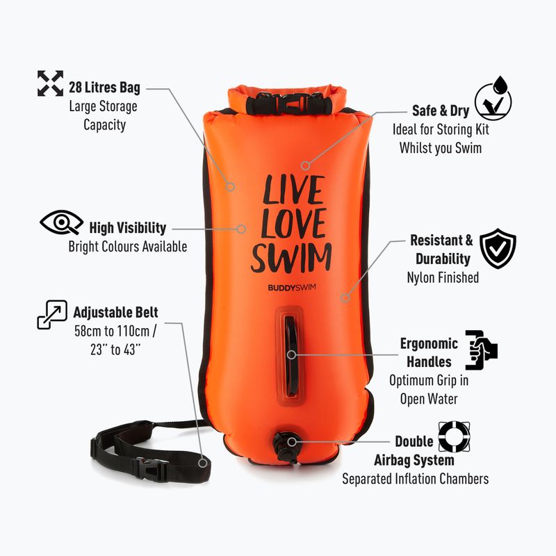 Safety buoy BuddySwim LLS Dry Bag 28 l orange 2