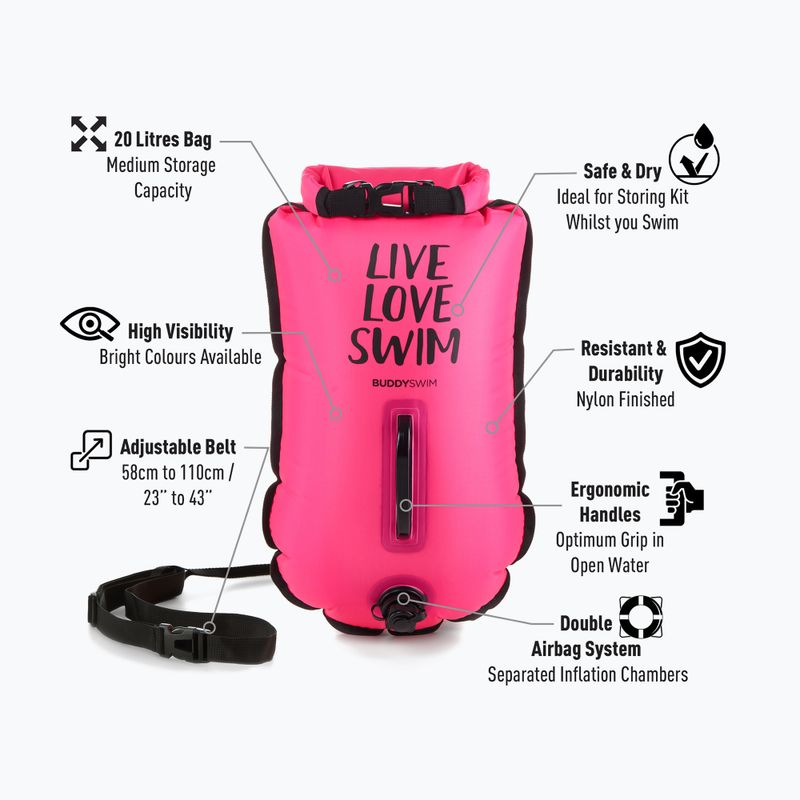 BuddySwim CSW Dry Bag belay buoy 20 l pink 2