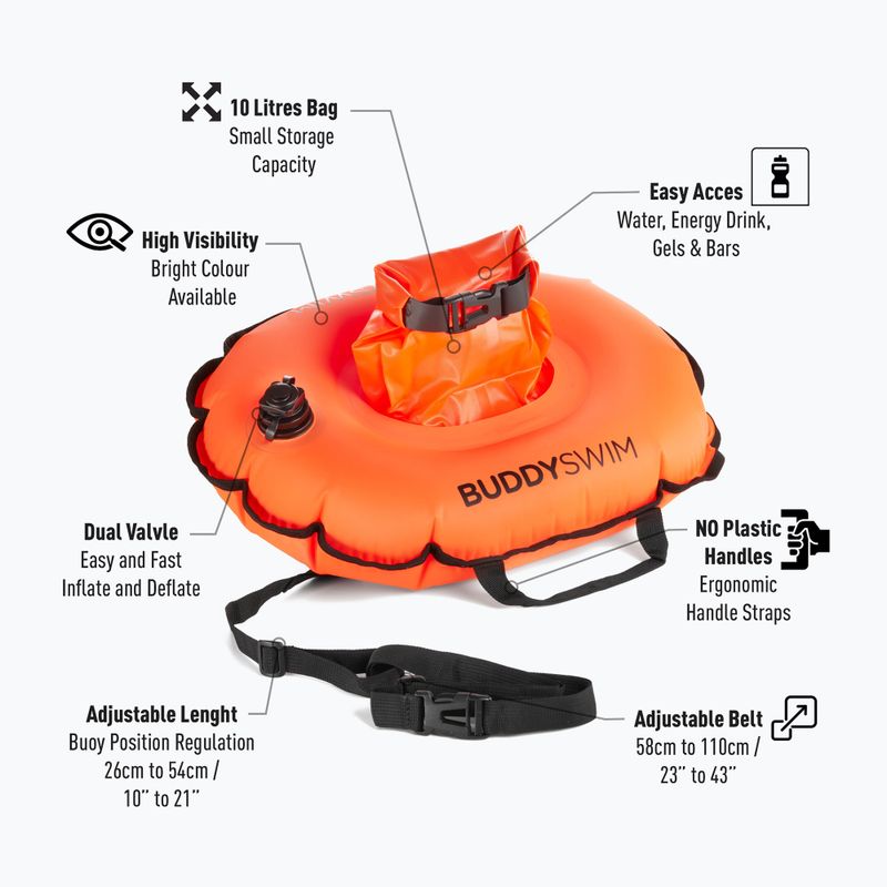 Safety buoy BuddySwim Hydrastation buoy 10 l orange 2