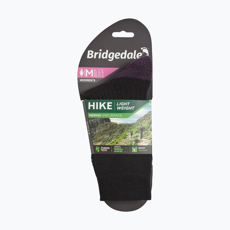 Women's socks Bridgedale Lightweight Merino Performance Boot Original black/purple 4