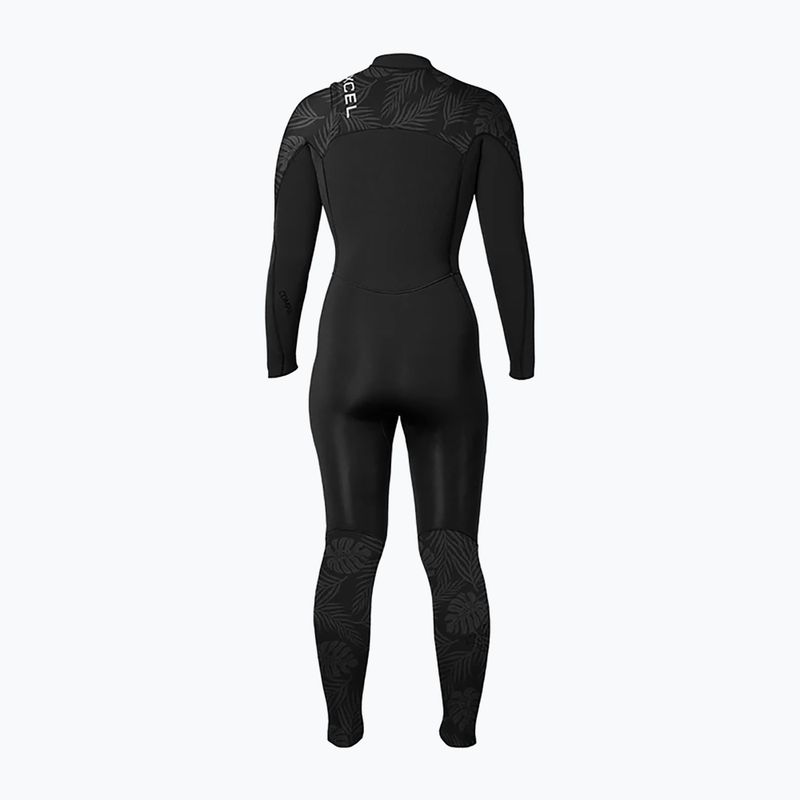 Women's swimming wetsuit Xcel Comp 3/2 mm Full black/black palm/monstera print 2