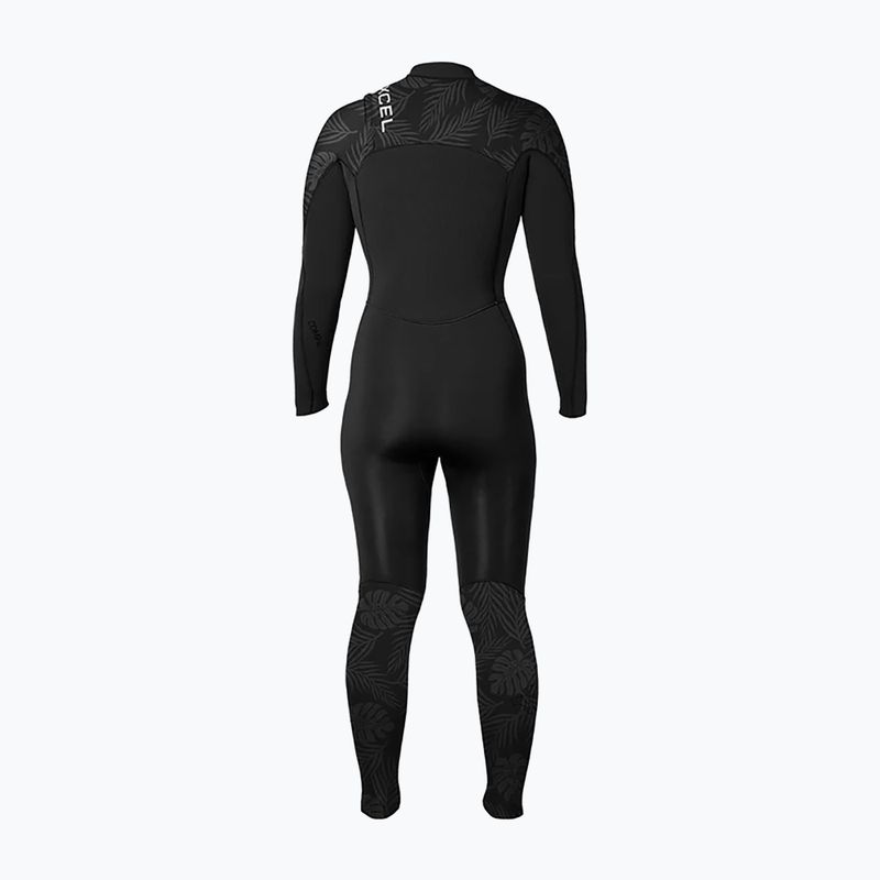 Women's swimming wetsuit Xcel Comp 4/3 mm Full black/black palm/monstera print 2