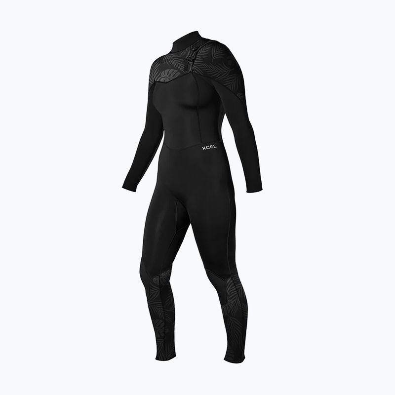 Women's swimming wetsuit Xcel Comp 4/3 mm Full black/black palm/monstera print 3