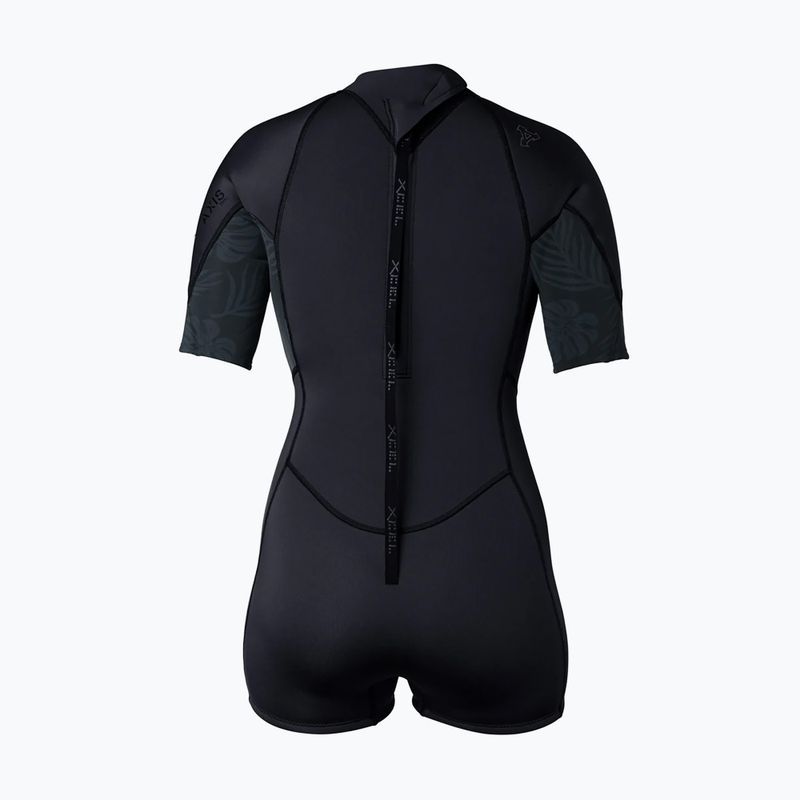 Women's swimming wetsuit Xcel Axis Back Zip Spring 2 mm black/palm/monstera print 2