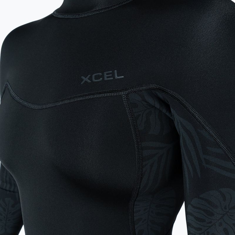 Women's swimming wetsuit Xcel Axis Back Zip Spring 2 mm black/palm/monstera print 4
