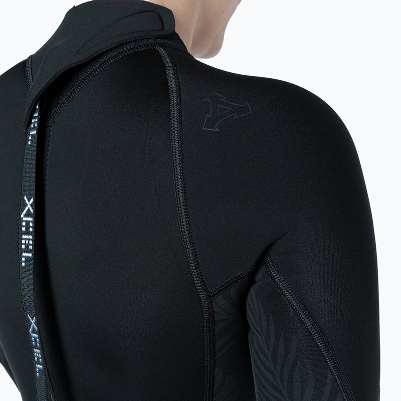 Women's swimming wetsuit Xcel Axis Back Zip Spring 2 mm black/palm/monstera print 5