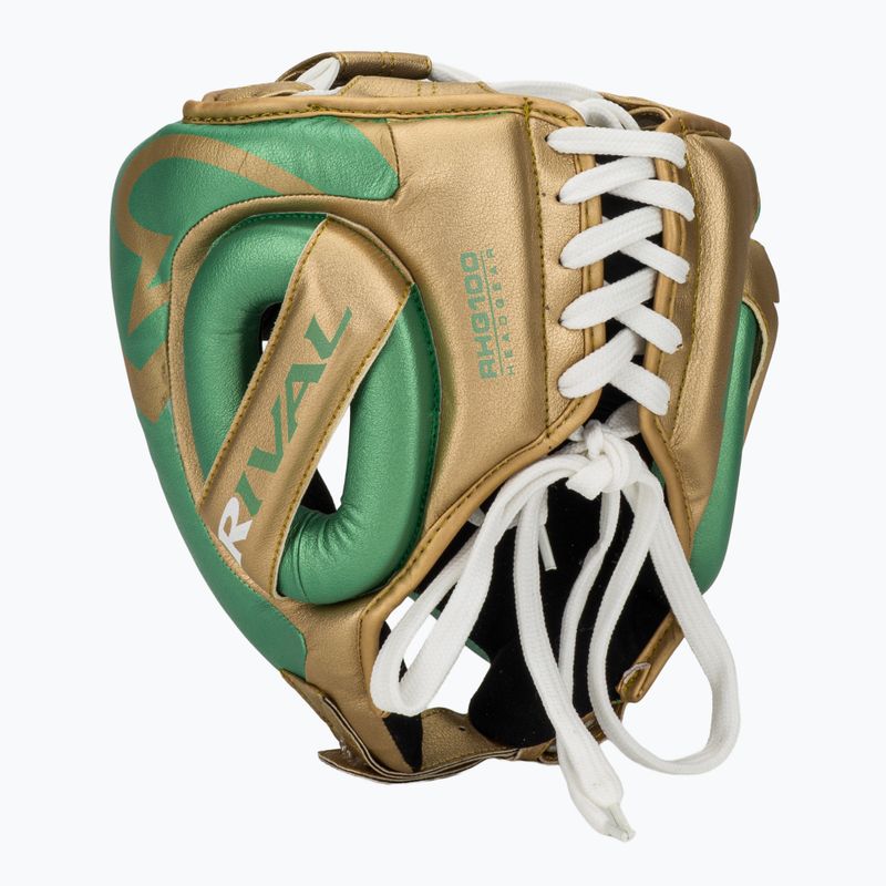 Boxing helmet Rival RHG100 Professional Headgear green/gold 3