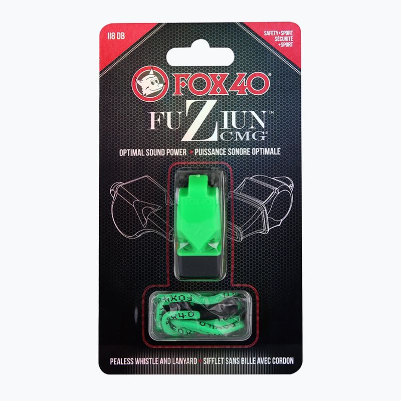 Fox 40 Fuzion CMG neon green whistle with cord 4