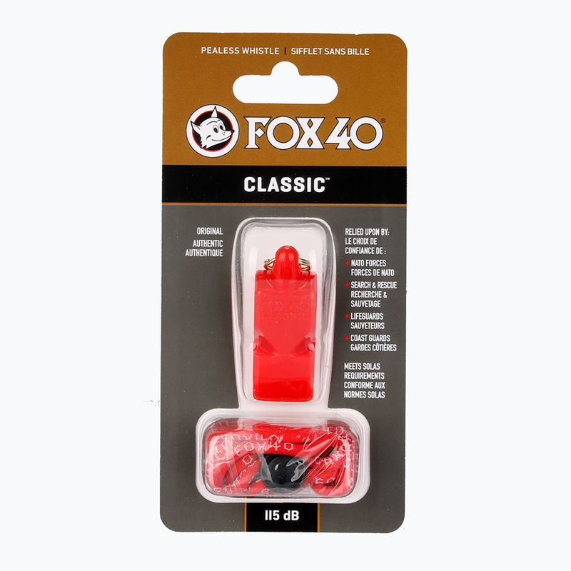 Whistle with cord Fox 40 Classic Safety red 2