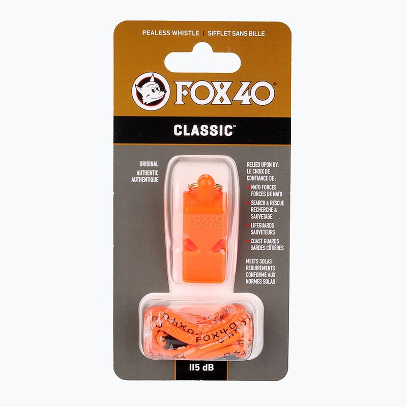 Fox 40 Classic Safety orange whistle with cord 2