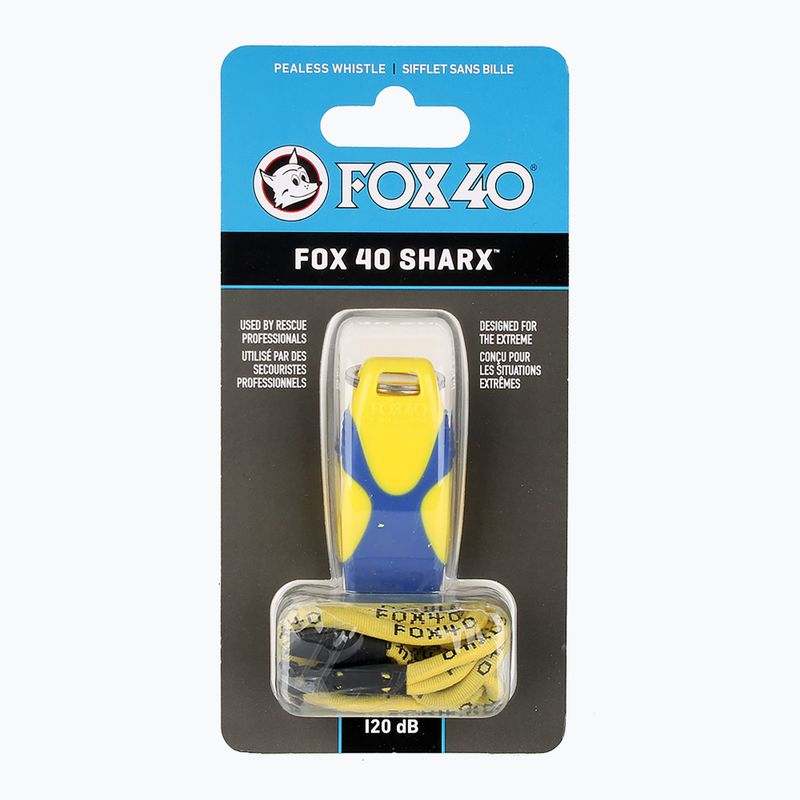 Fox 40 Sharx Safety yellow/blue whistle with cord 3