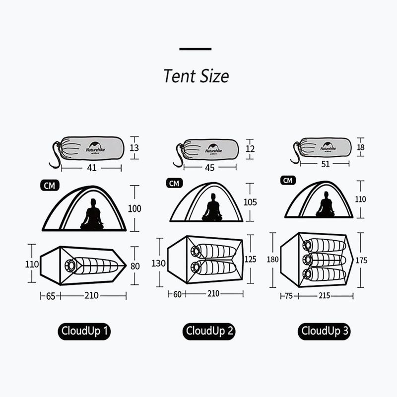 Naturehike Updated Cloud Up 3 person trekking tent light grey/red 7