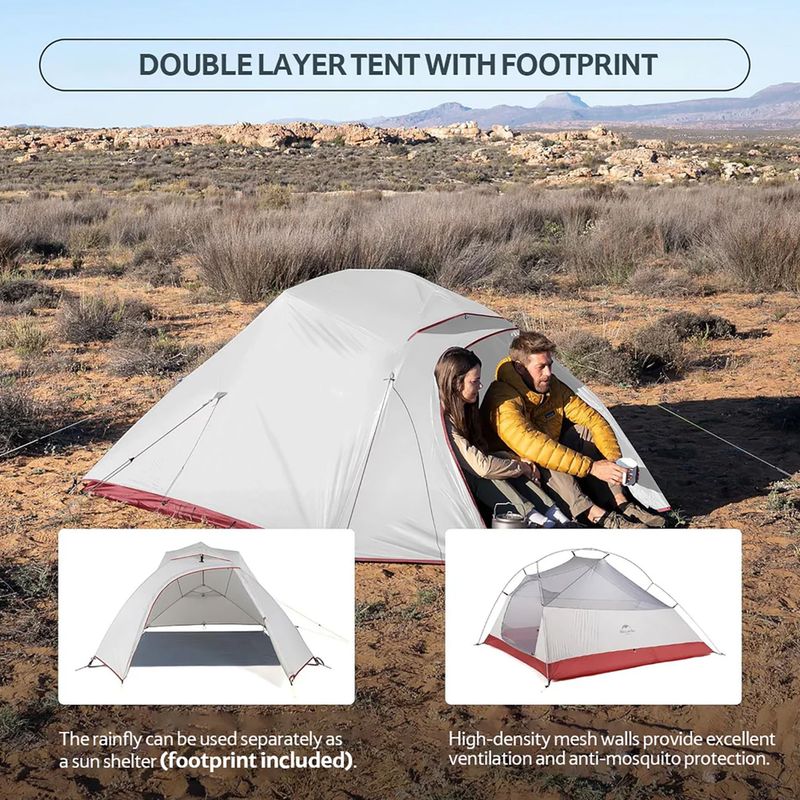 Naturehike Updated Cloud Up 3 person trekking tent light grey/red 10