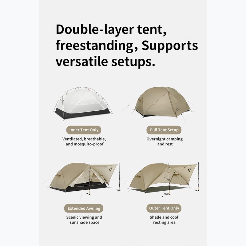 1-person trekking tent Naturehike Mongar UL1 15D moon rock sand 4