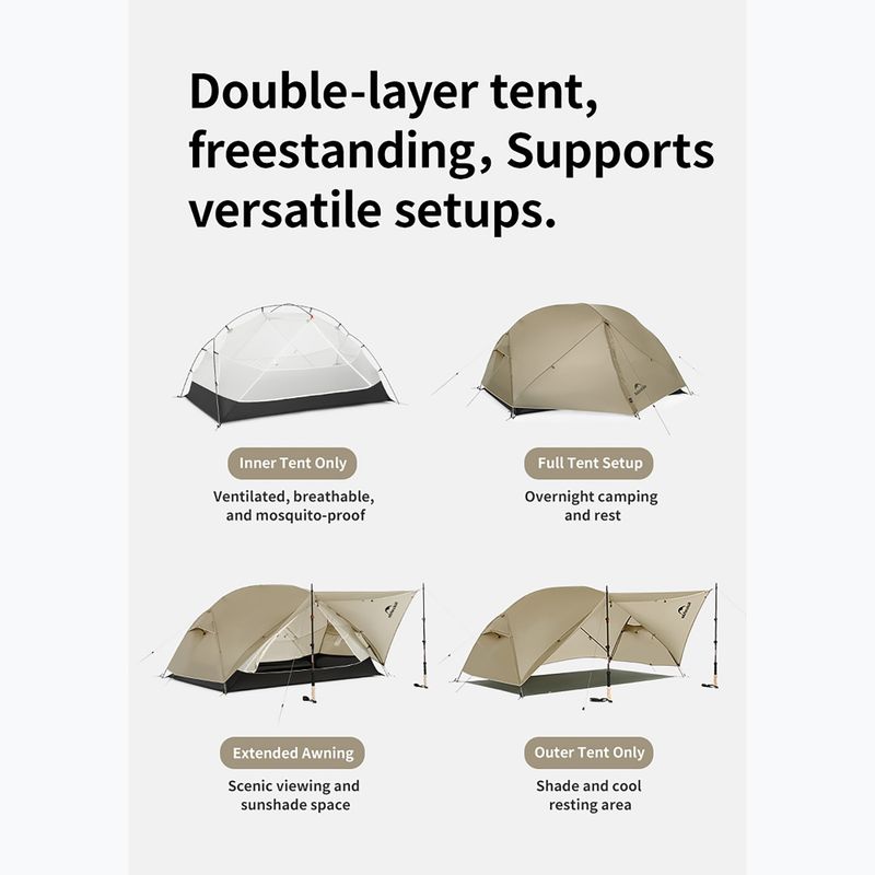2-person trekking tent Naturehike Mongar UL 2 15D moon rock gray 2