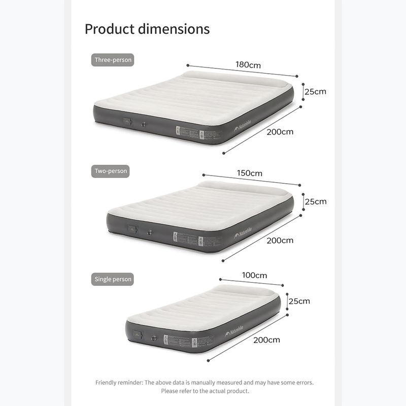 Inflatable mattress Naturehike Chenjing with Pillow Single grey 2