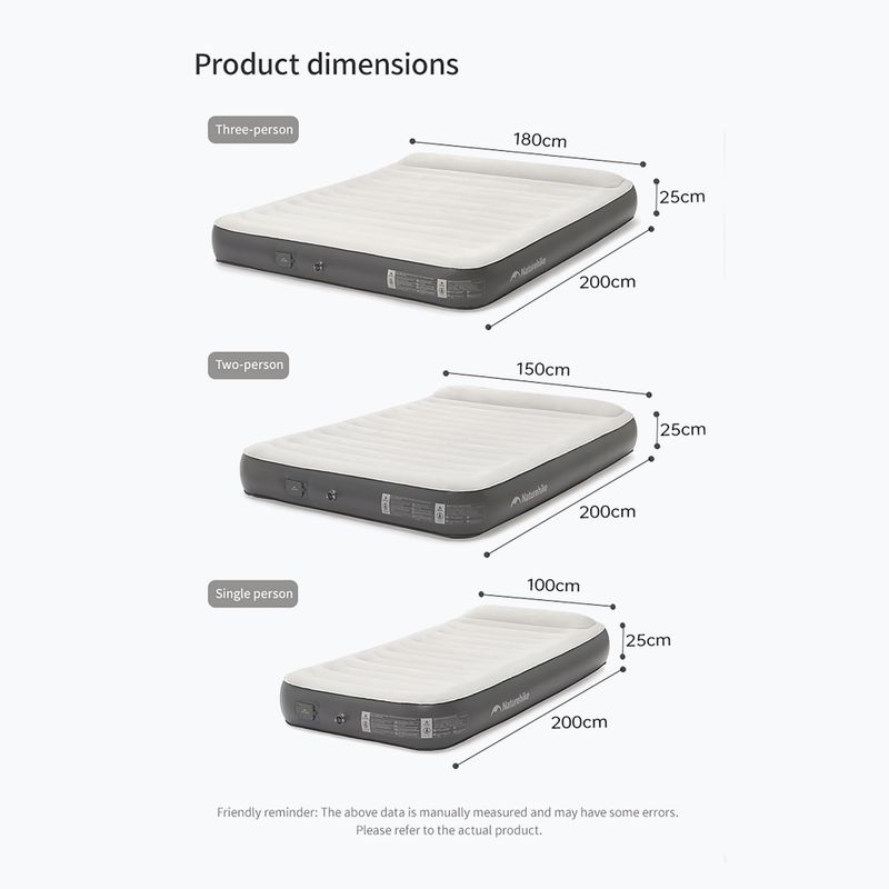 Inflatable mattress Naturehike Chenjing with Pillow Triple grey 2