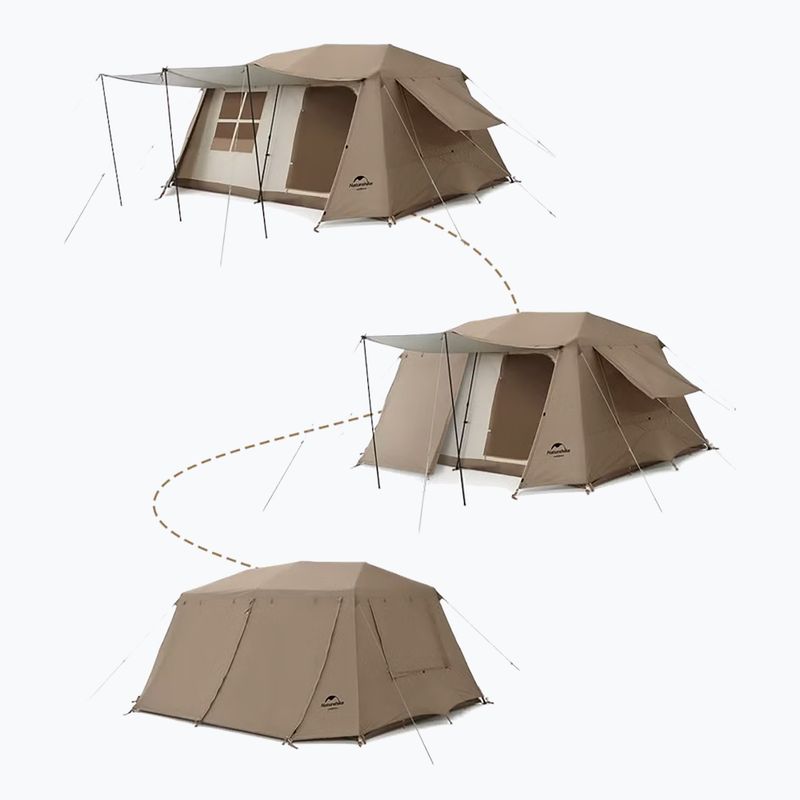 4-person camping tent Naturehike Village 13 Ridge Ultimate Edition brown/ti black 2