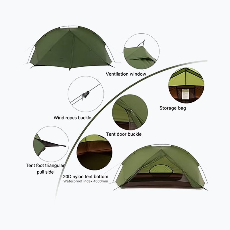 2-person trekking tent Naturehike Tagar 2 forest green 3