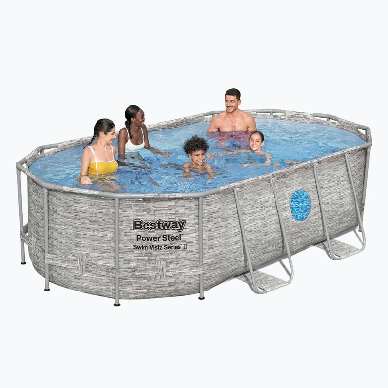 Bestway Power Steel Swim Vista Series Oval Pool Set 427x250 cm grey 5