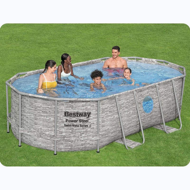 Bestway Power Steel Swim Vista Series Oval Pool Set 427x250 cm grey 14