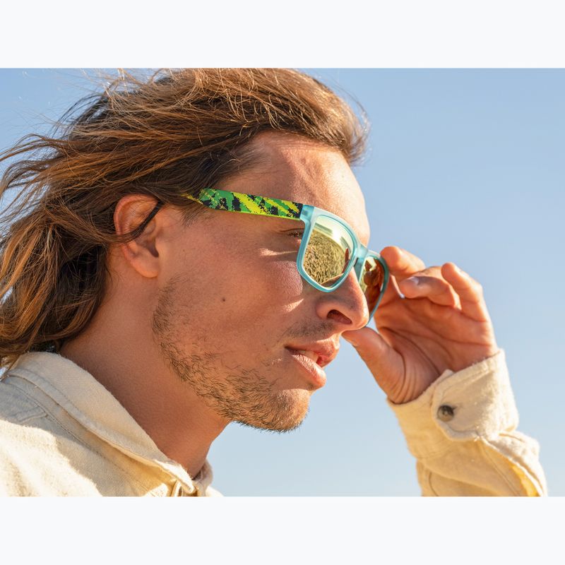 Sunglasses Aztron Blitz green/teal/blacktortoise/polarized silver blue mirror/grey 7