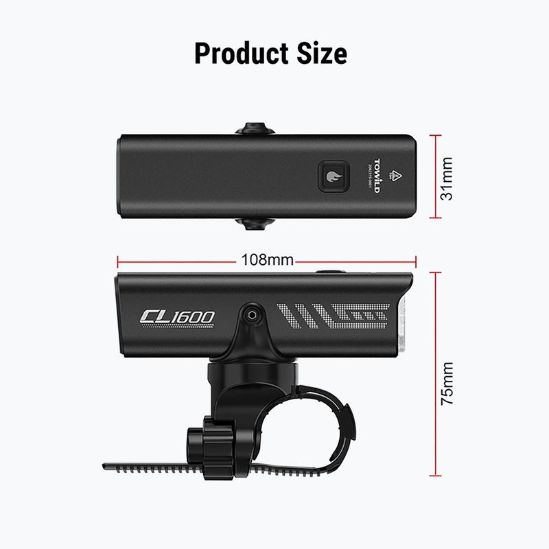 Front bike light Towild CL1600 black 2