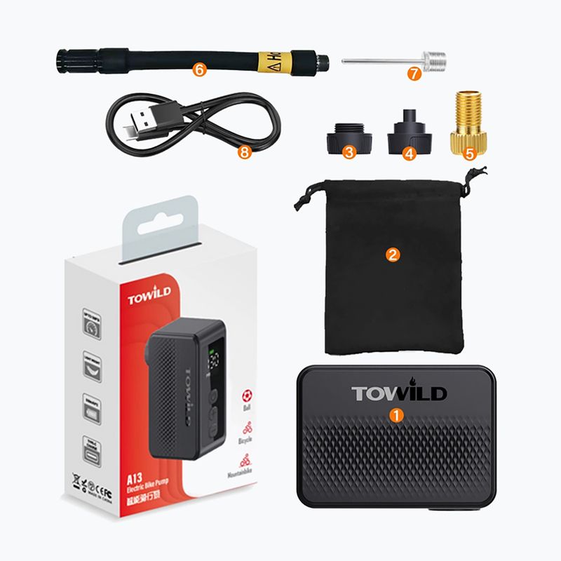 Electric bike pump TOWILD A13 black 4