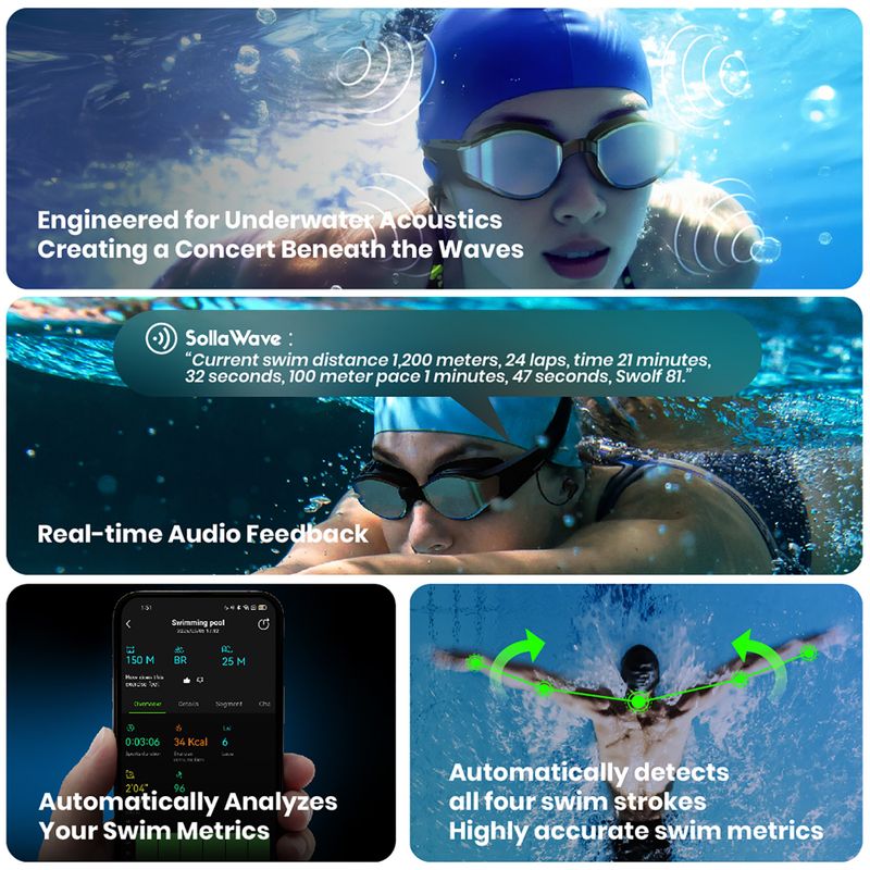 Swimming goggles Holoswim Solla Wave AI Music silver 8