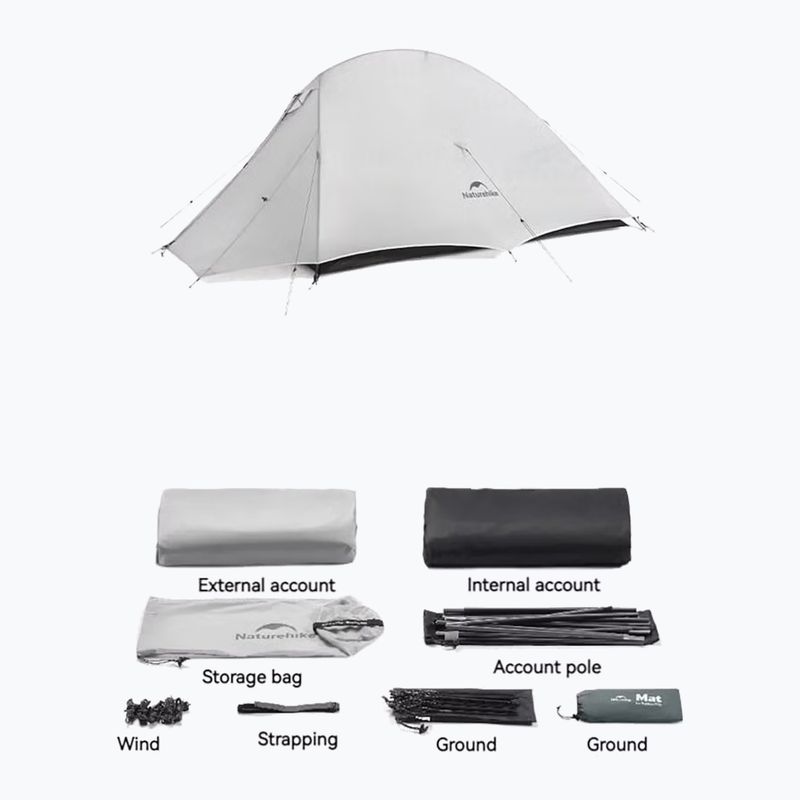 1-person trekking tent Naturehike Cloud Up 1 UL 15D moon rock grey 2