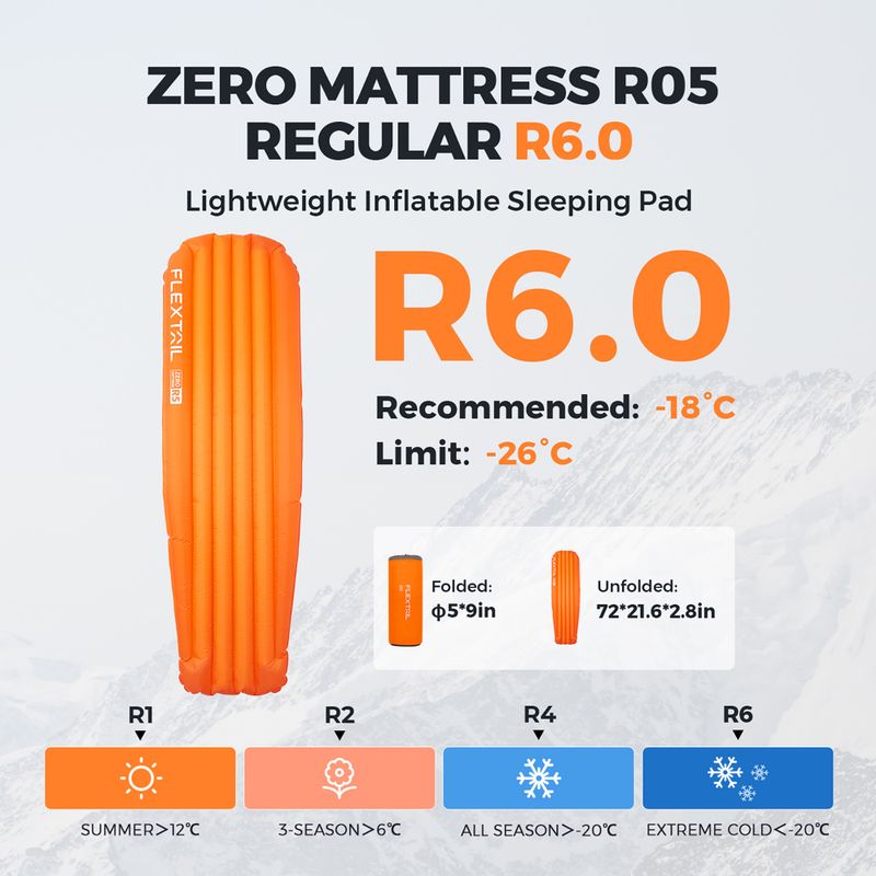 Flextail Zero R05 Mummy orange inflatable mattress 6