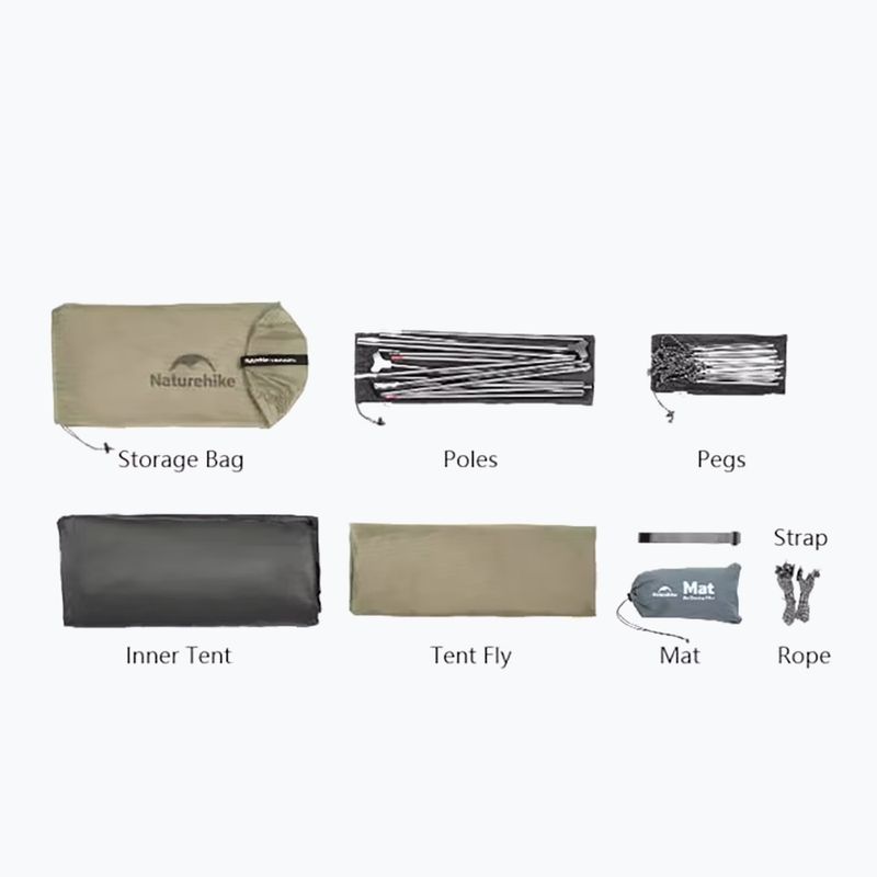 3-person trekking tent Naturehike Cloud Up 3 Pro 20D light gray/red 2