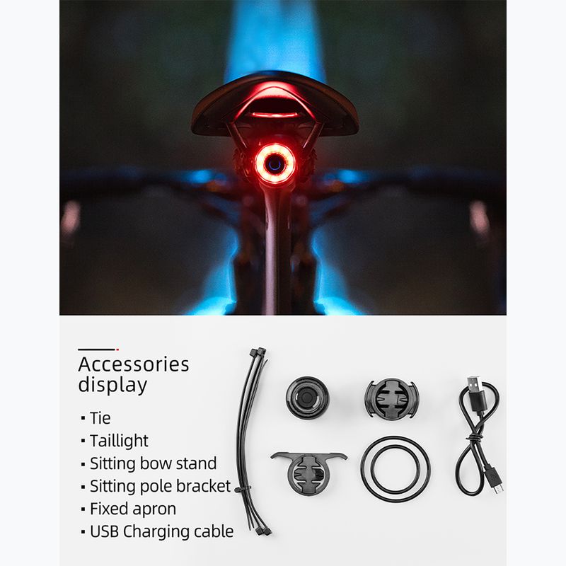 Rear bike light with intelligent stop system Rockbros Q3 black 9