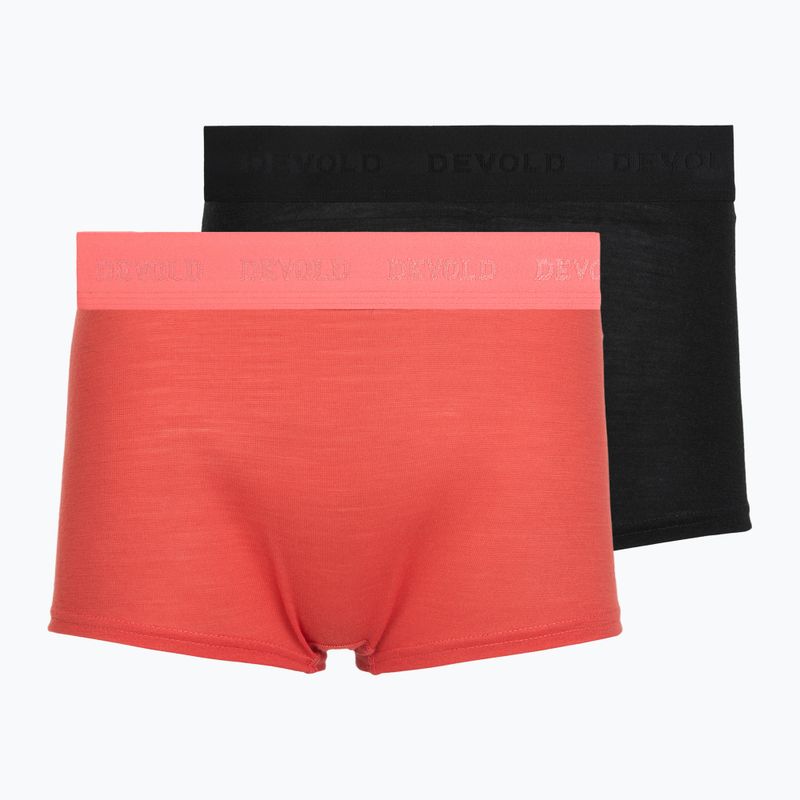 Women's thermal boxers Devold Breeze Merino 150 Hipser 2 pack black/coral