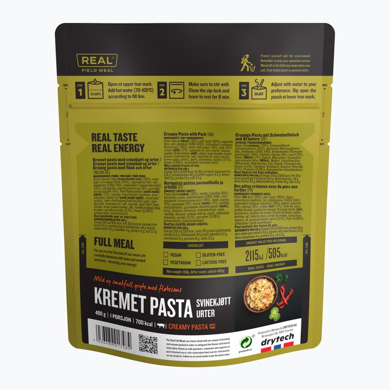 Freeze-dried food Real Turmat Creamy Pasta with Pork and Herbs 138 g 2