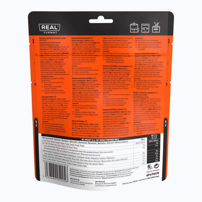 Freeze-dried food Real Turmat Couscous with Lentils and Spinach 121 g 2