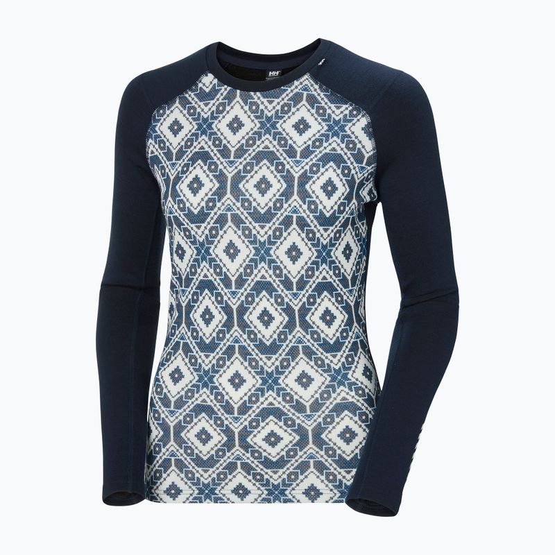 Women's thermal active sweatshirt Helly Hansen Lifa Merino Midweight Graphic Crew navy star pixel 9