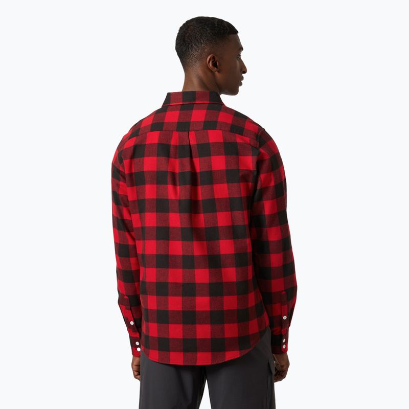 Men's Helly Hansen Lokka Organic Flannel red buffalo check shirt 2