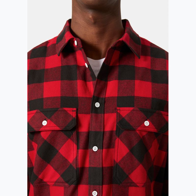 Men's Helly Hansen Lokka Organic Flannel red buffalo check shirt 3