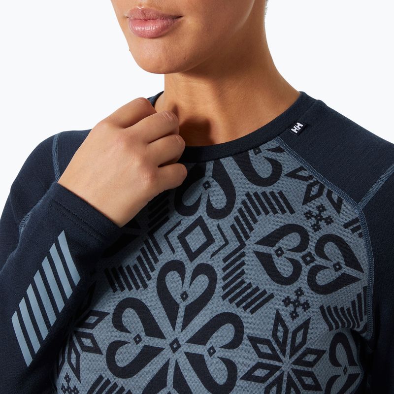 Helly Hansen Lifa Merino Midweight Graphic Crew navy nordic rose aop women's thermal longsleeve 3