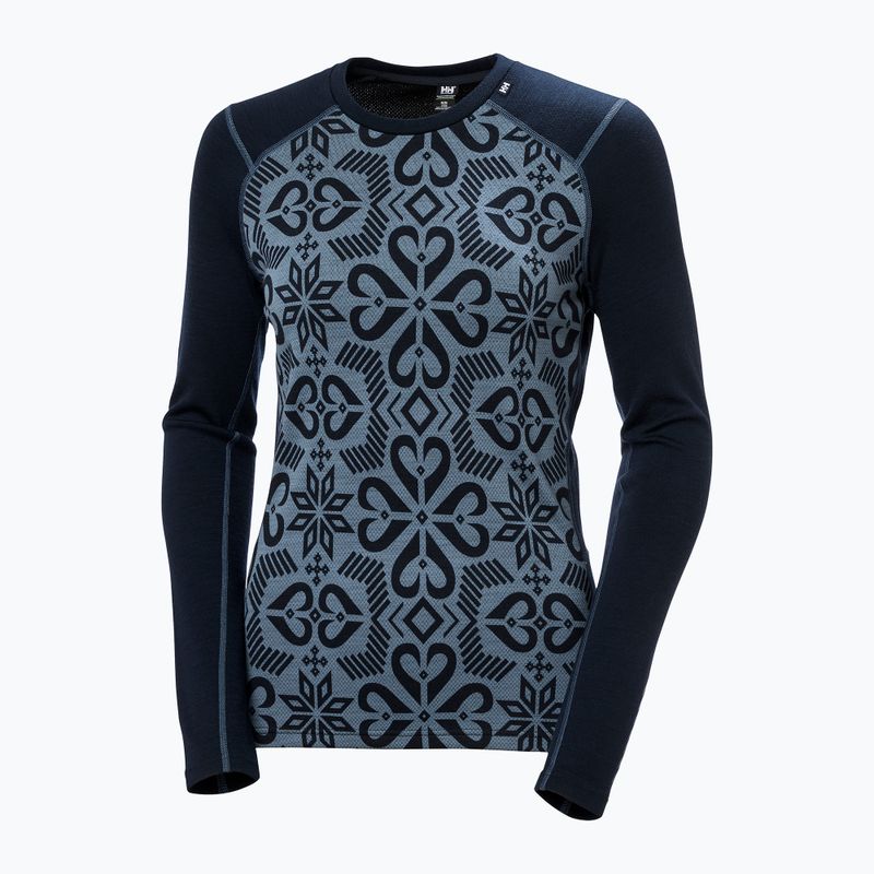 Helly Hansen Lifa Merino Midweight Graphic Crew navy nordic rose aop women's thermal longsleeve 5