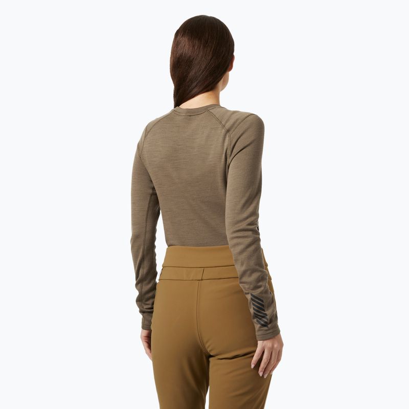 Women's thermal active sweatshirt Helly Hansen Lifa Merino Midweight Graphic Crew sepia houndstooth aop 2